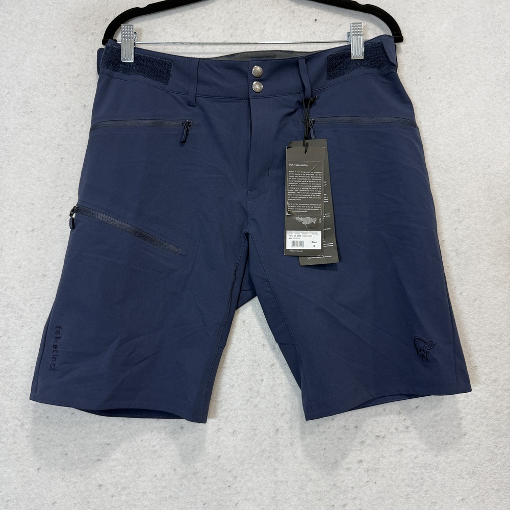 Norrøna Falketind Flex1 Shorts Mens Small Blue Softshell Hiking 11 Inch